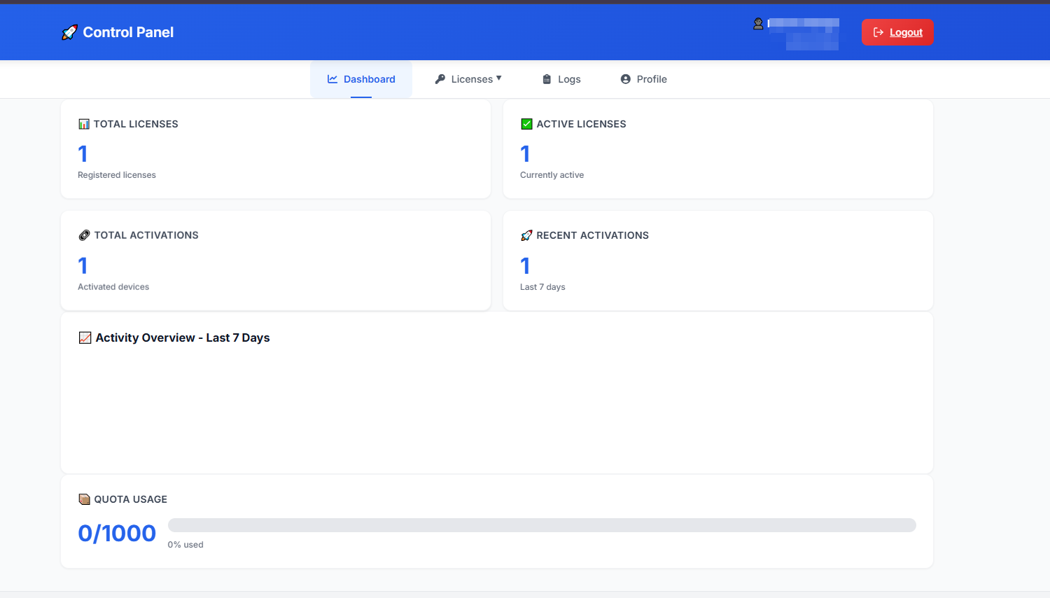 Panel de control web para la gestión de licencias masivas de revendedor
