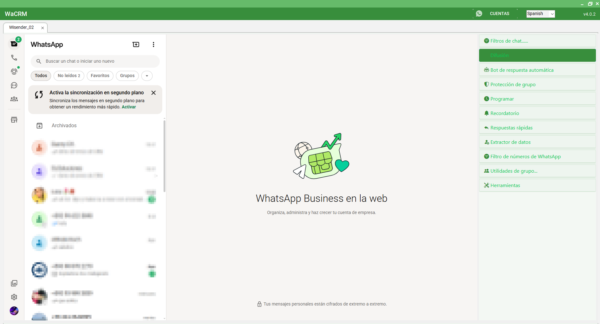 WACRM Dashboard: Software de envío masivo WhatsApp y Marketing automatizado con Chatbot