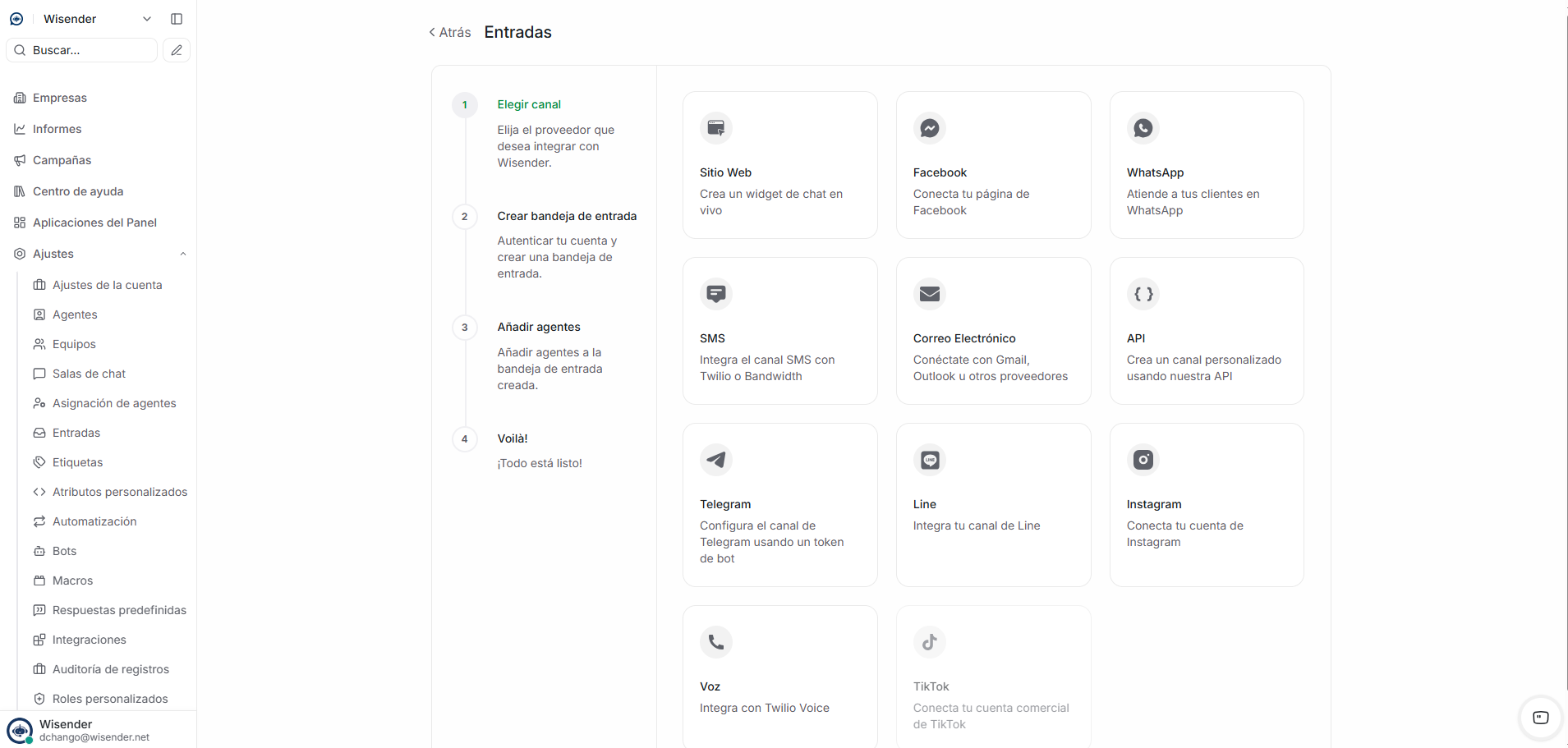 Demostración Interfaz Wisender